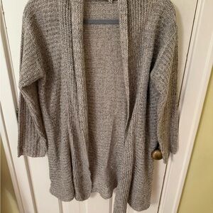 En Creme Open-Front Cardigan Sweater - Light Gray